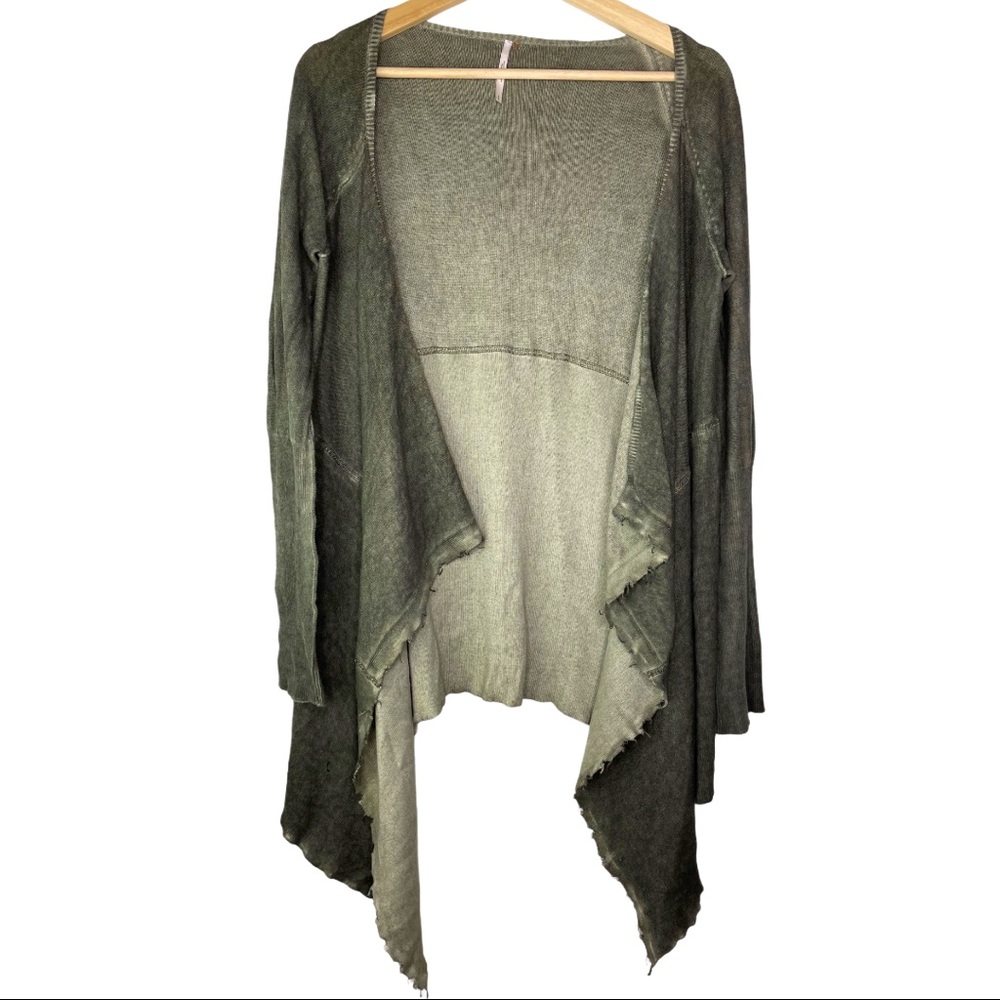 Free People Dye Draped Open Cardigan Raw Hem S EUC